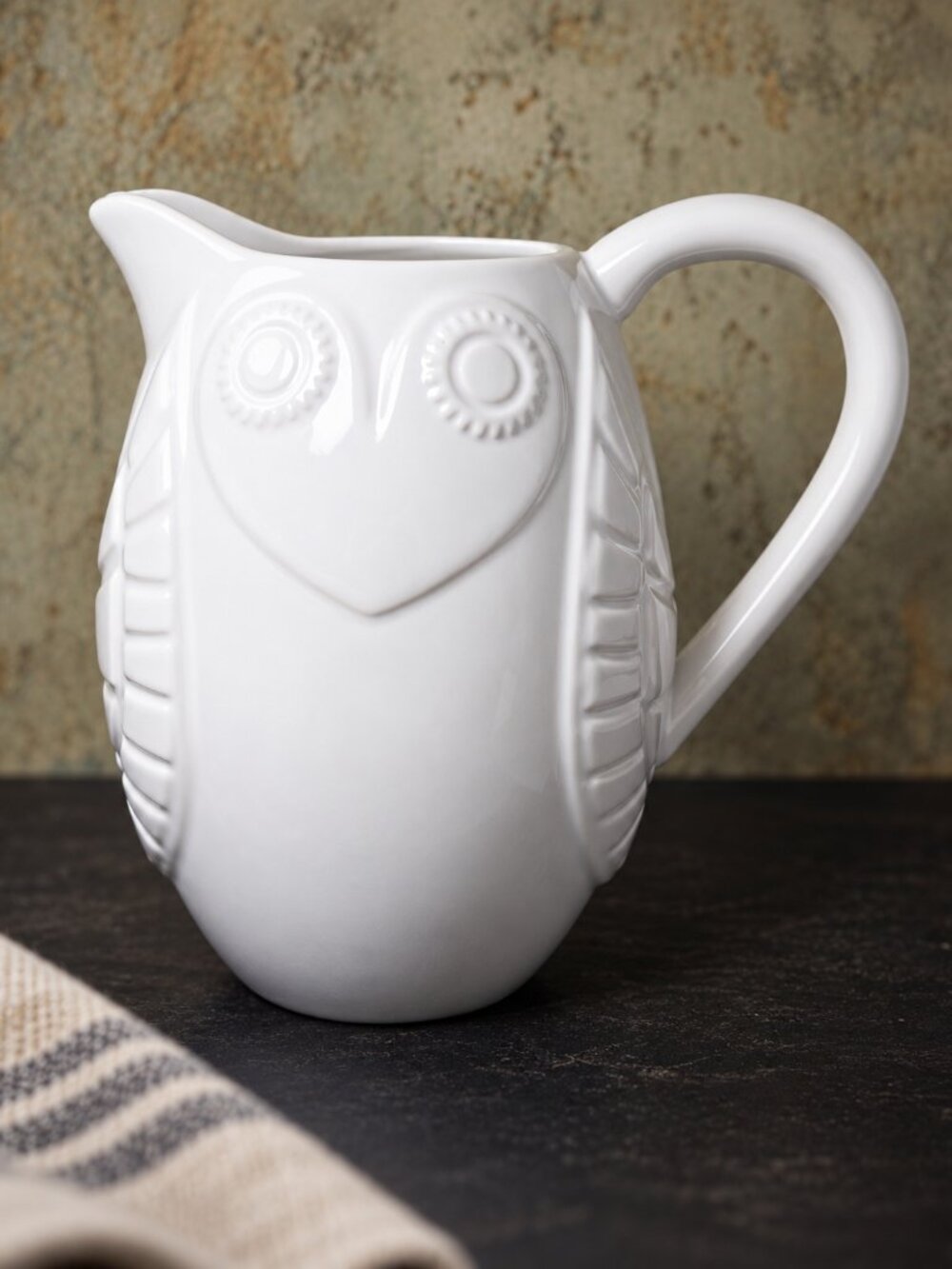 Happy Chic Jonathan Adler White Stonwaware Owl Pitcher